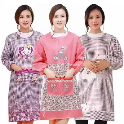 Kitchen cooking coat waist cute apron women's long sleeves fashion oil-proof household adult men wear overalls