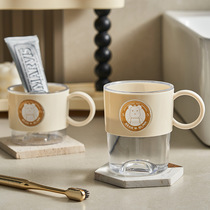 Bear mouthwash cup student dormitory wash cup high-looking toothbrush cup childrens toothbrush cup plastic transparent tooth cup