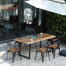 Outdoor Table Chairs Combined Patio Outdoor Garden Solid Wood Casual Chair Open-air Villa Outside Swing Park Chair Minimalist Iron Art