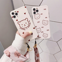 Love bear lanyard Apple x mobile phone shell iPhone11promax Girlfriends xr photo frame iPhone7plus Cartoon xsmax Japan and South Korea 8plus super fire 1