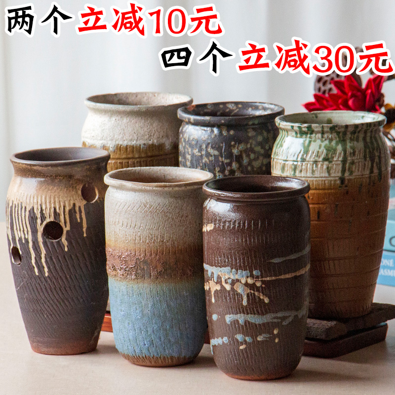 Fleshy flowerpot breathable meaty plant orchid high Chinese rose to heavy ceramic flower POTS specials mage flowerpot