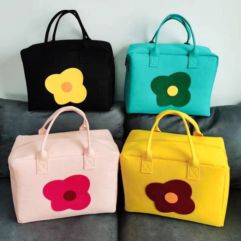 Felt bag Out of line portable bag Xiaoqing New flower Large capacity accommodating shopping bag Sleeve Pull Rod Luggage Handbag-Taobao