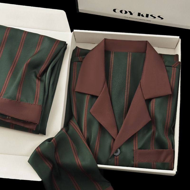 Men's Silk Pajamas 2026 Spring and Autumn Thin Skin-Friendly Breathable Long-Sleeved Long Pants High-End Loungewear Set