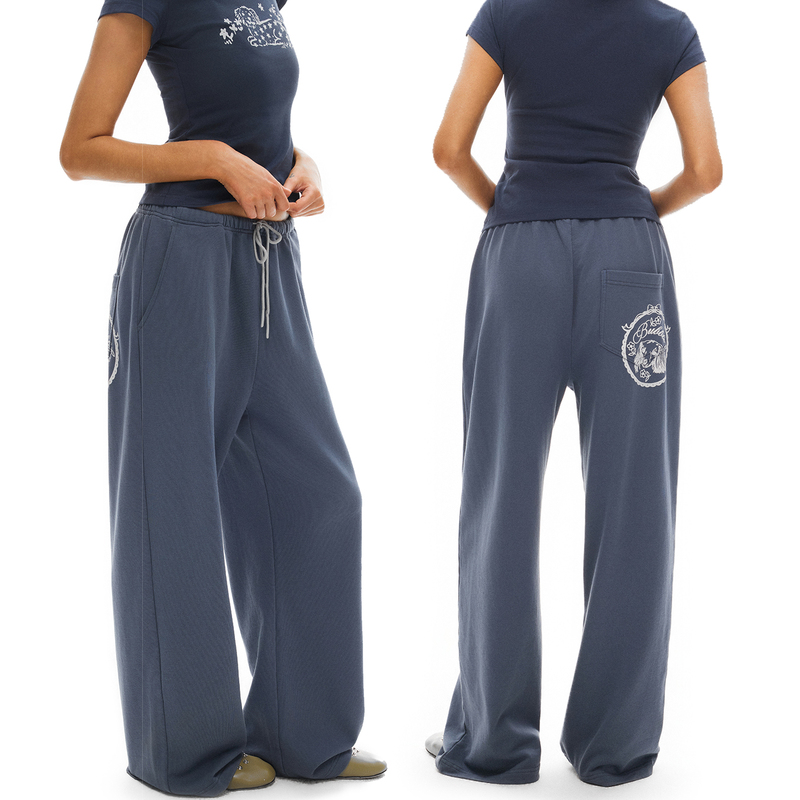 Interris'Skin-Friendly Enzyme Wash Process' 350g All-Cotton Printed Loose Casual Pocket Vintage Sweatpants