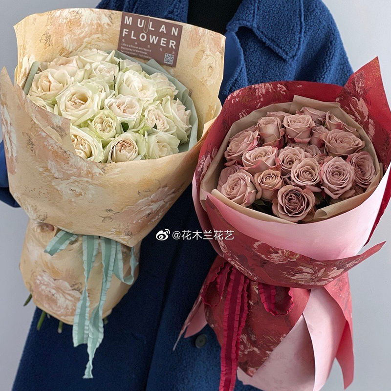 Flowers and Gifts, Dreamland, Back Garden, Flower Wrapping Paper, Peony Flower Oil Painting Series, Bouquet Wrapping Paper