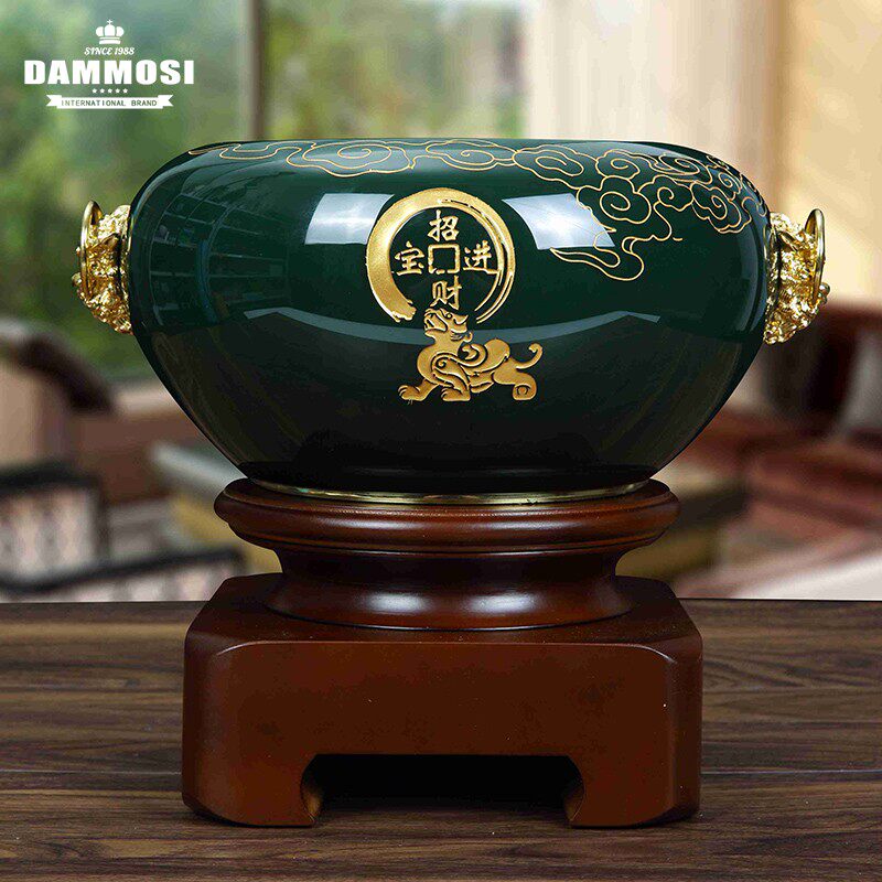 Property Treasure Basin Glazed Swing Piece Living-room Office Adornment Bedroom Furnishing Handicraft Giao for Opening Gift-Taobao