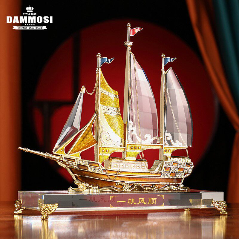 Yuyang sailing Crystal boat furnishing household office living room Wine cabinet decoration crafts opening gift