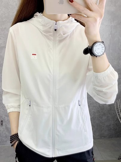 潮牌防晒服冰丝外套女2025夏季防紫外线长袖户外运动弹力连帽风衣