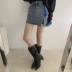 Pháp retro mùa hè 2020 mới giặt váy denim đau khổ nữ váy giảm béo eo cao an toàn xu hướng hakama - Váy