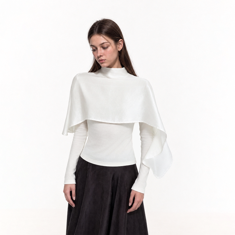 "Same Style as Klee Gege (Klee Goose)'Set for Life' Flowing Silk Linen Asymmetrical Two-Piece Shawl Knit Sweater Set
