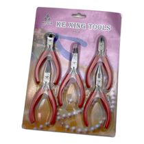 Pigeon brand red handle scissors set pliers curved nose pliers needle nose pliers 5-piece set DIY wire winding jewelry pliers set
