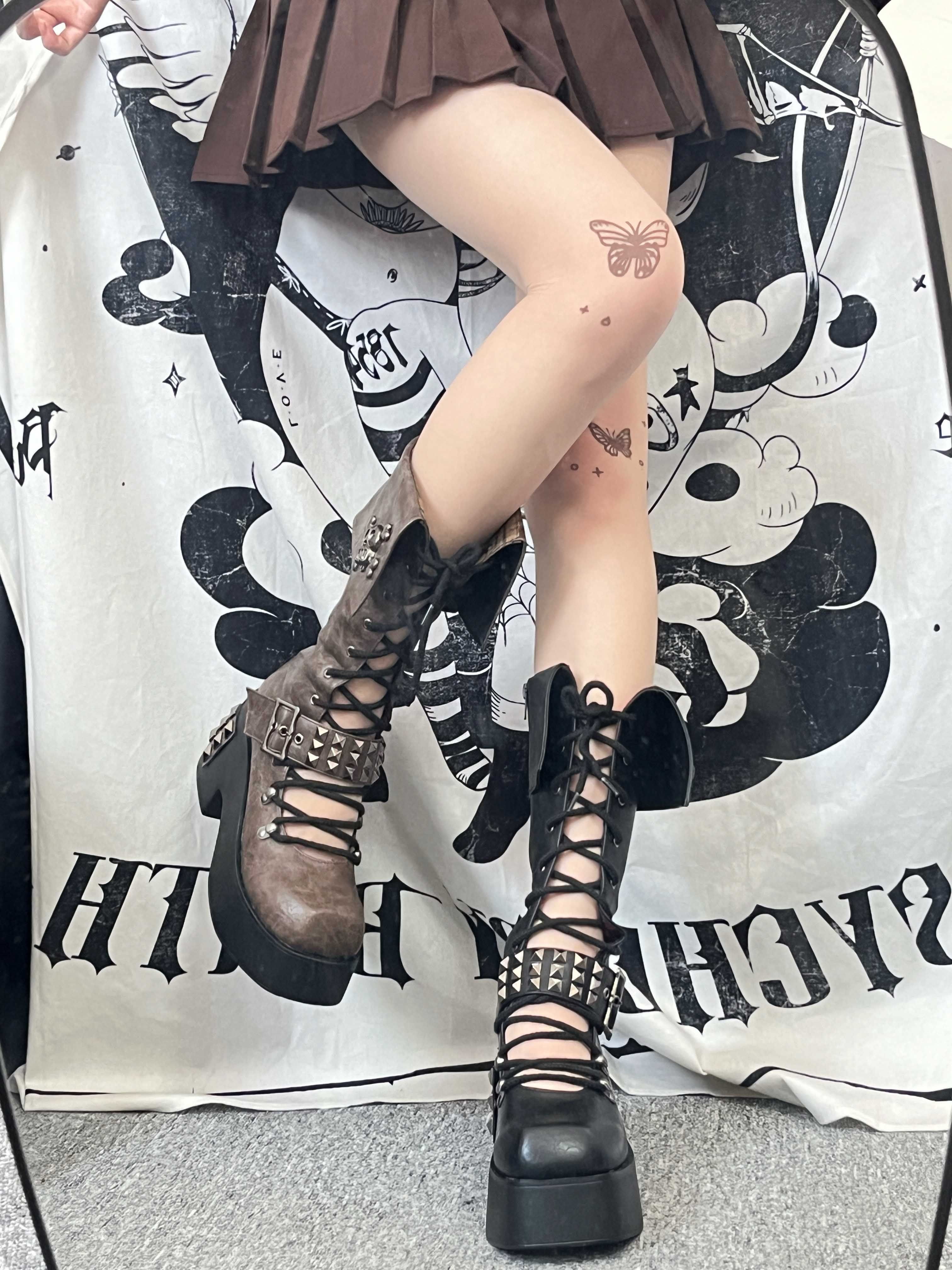 Gururu Original Punk Subculture Y2k Spicy Girl Thick Sole Shoes