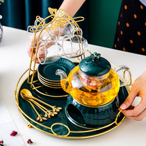 Flower and grass teapot set glass heat-resistant flower and fruit tea cup tea set household candle ceramic afternoon tea heated fruit