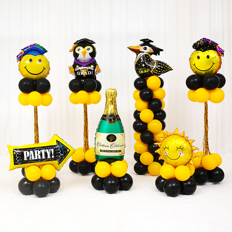 Graduation Pillar Balloon Decoration Kindergarten Graduation Ceremony Background Wall Hall Road Lead Post Aluminum Film Balloon Arrangement