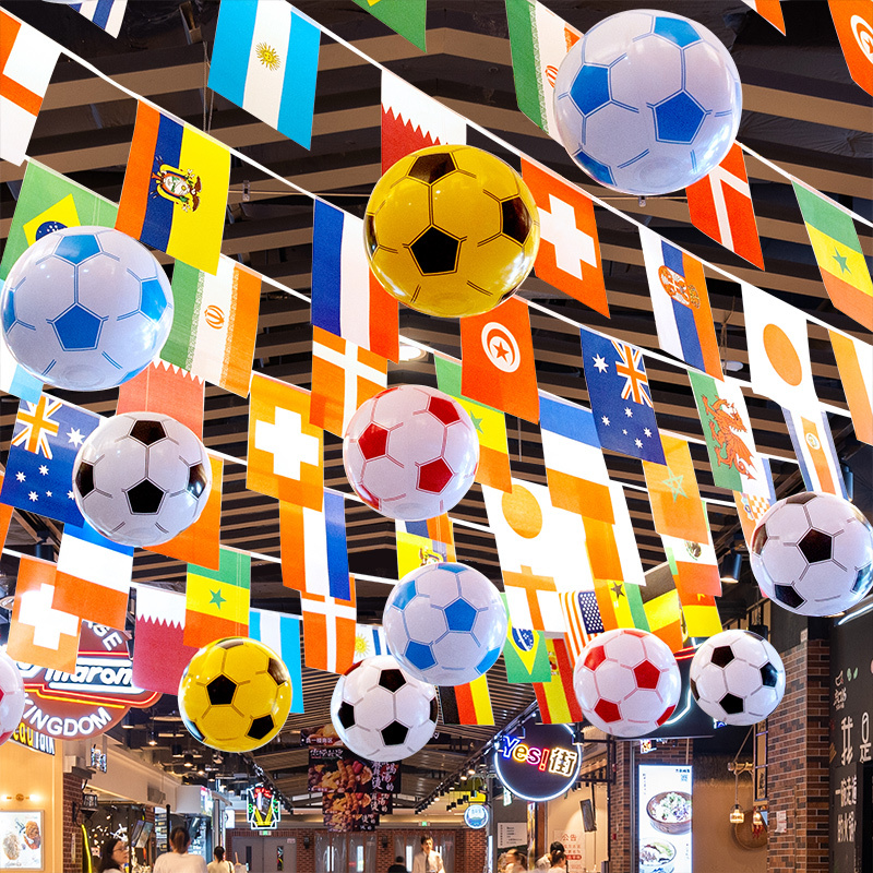 2026 World Cup in the United States, Canada, and Mexico Football-Themed Decorations, Hanging Banners, Flags, Lottery Store Atmosphere and Scene Setup