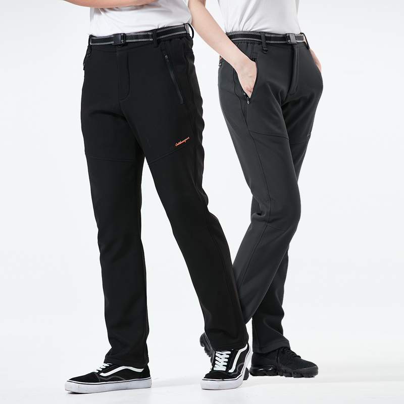 Assault pants men and women winter plus velvet thickened warm and windproof waterproof and breathable elastic fleece soft shell outdoor hiking pants
