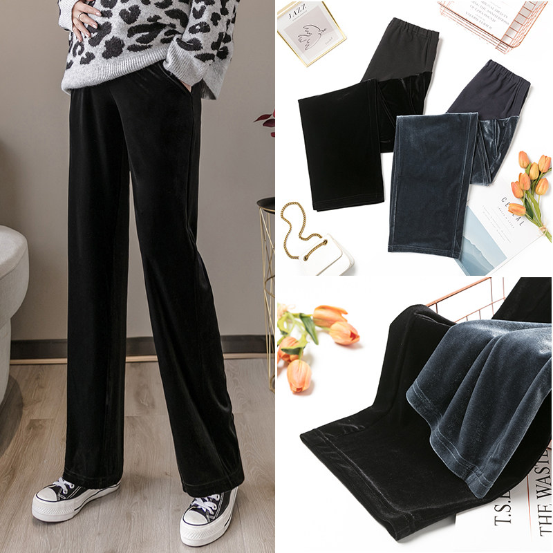 Pregnant women in autumn and winter wear gold velvet legs fashionable wear pants in autumn and winter thickening trap trousers