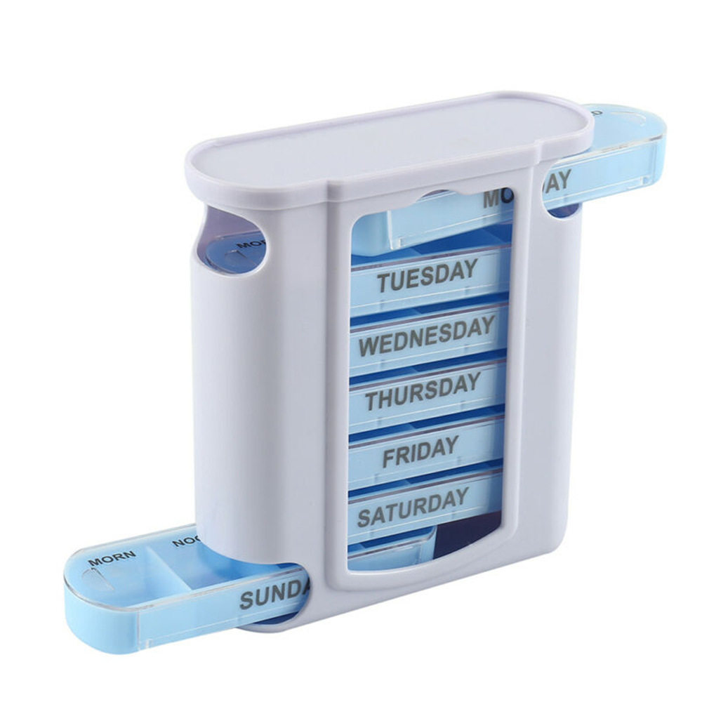 Moisture-proof and dust-proof plastic medicine box with shell, seven days a week, four meals a week, 28 compartments, 7 days a week, portable drawer
