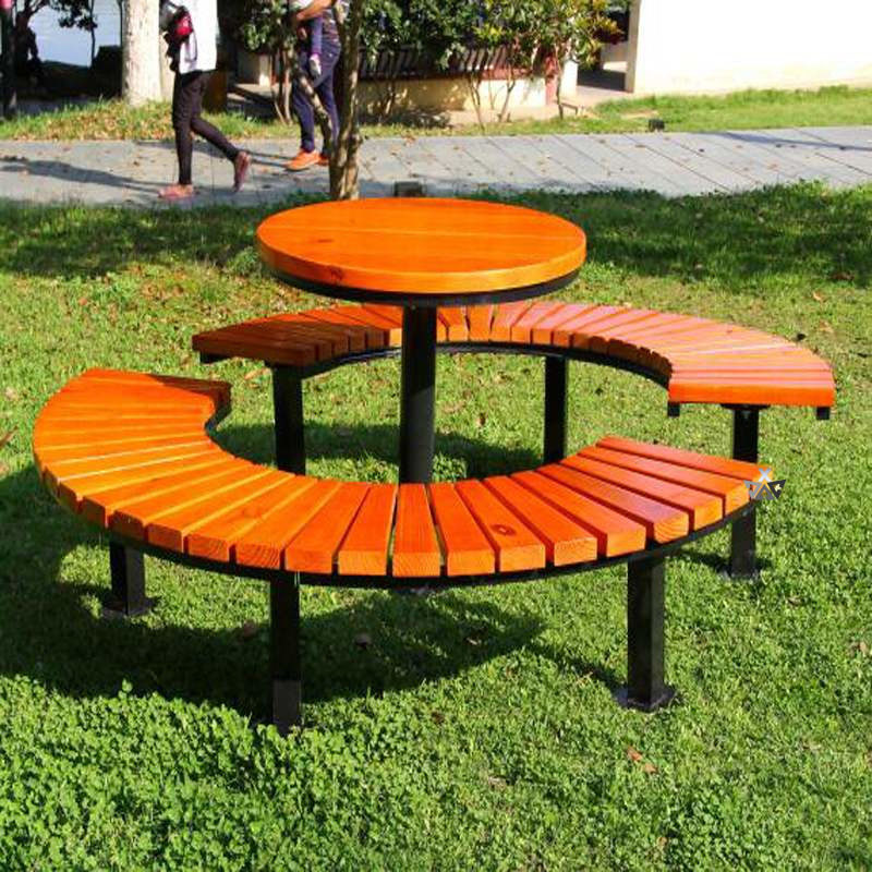 Park chair outdoor anti-corrosive wood plastic wood casual solid wood One table two chairs without leaning seat cell Recommended supporting facilities 