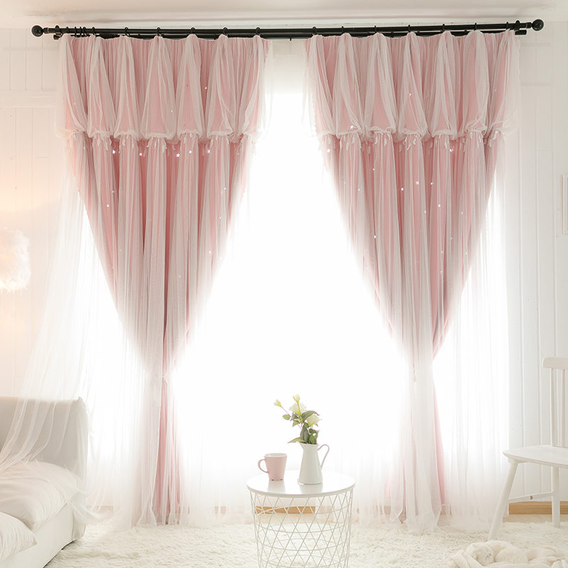 Curtain shading bedroom girl net red star hollow trembles ins children's room girl princess wind cloth finished product