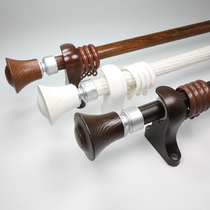 Solid Wood thickened Roman Rod curtain rod black simple single and double rod top mounted perforated track pole curtain track