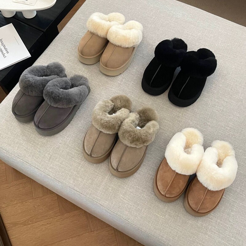 Sangpo Wool Slippers Winter Sheepskin Integrated Thick-Soled Star-Shaped Closed-Toe Slippers Home Warm Fur Slippers for Women Outdoor Wear Sangpo Wool Slippers Winter Sheepskin Integrated Thick-Soled Star-Shaped Closed-Toe Slippers Home Warm Fur Slippers for Women Outdoor Wear