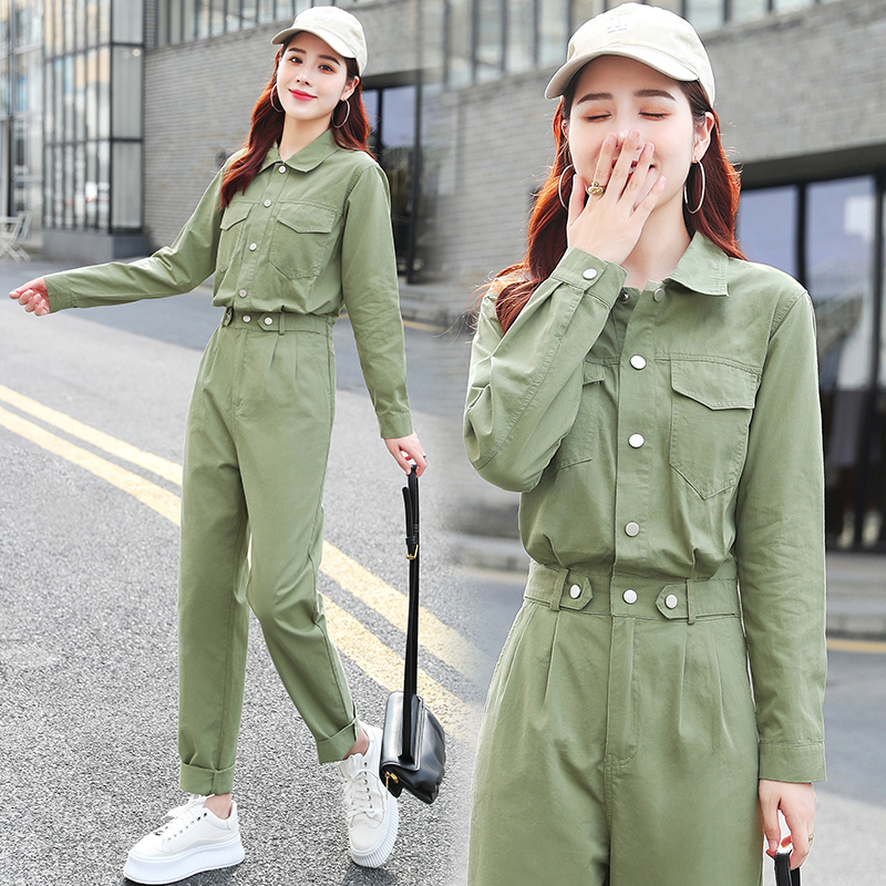 Jumpsuit women's spring 2022 new high waist fashion temperament overalls autumn straight casual trousers suit tide