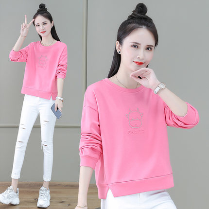 Pink Necropolis Women 2022 New Spring Autumn Slim ROUND COLLAR LONG SLEEVE FASHION SHORT BLOUSES Loose Korean Version 100 lap