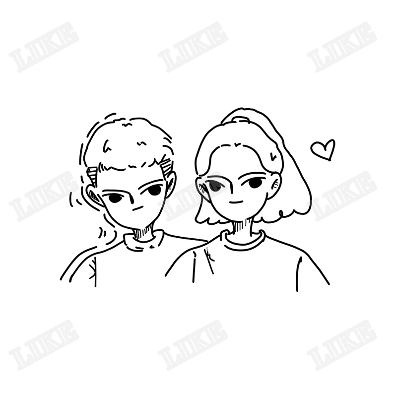 Handdrawn avatar Q-Edition Cartoon Painting Couple Headdrawing Couple Line Design Cartoon Customized Photo Handdrawn