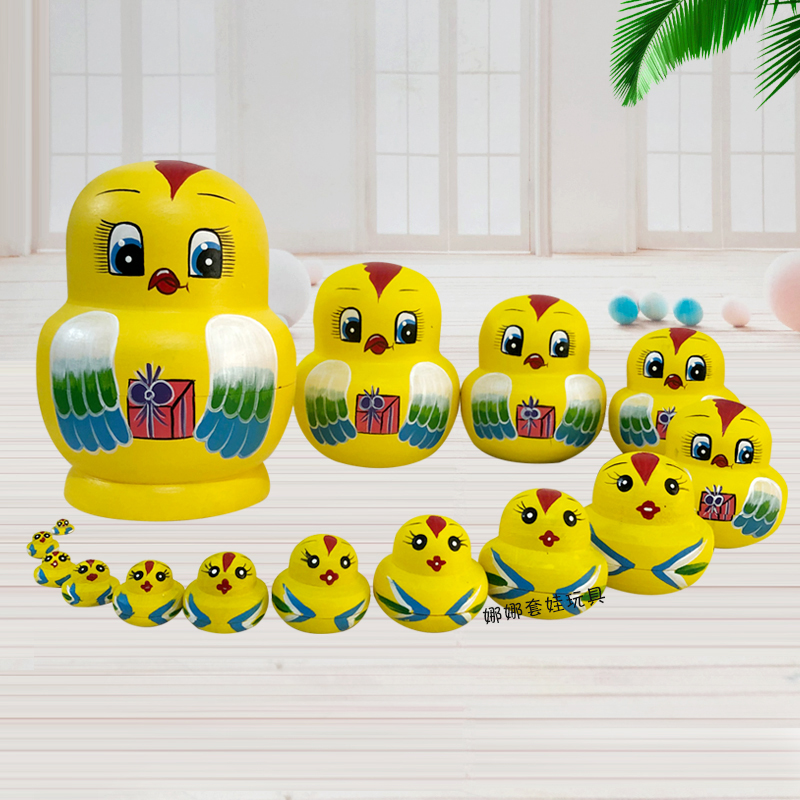 15 - story Russian doll toy chicken handdrawing pattern children's puzzle gift children's Day gift