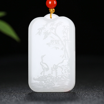 Guan Ju Yipin] Xinjiang Hetian jade pendant Jade brand crane antique pieces Su Gong White Jade natural jade