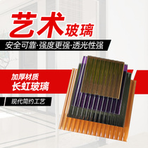 Custom custom art glass tempering entrance screen Glass entry decorative partition Embossed wave matte