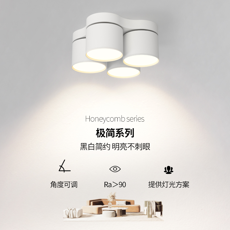 To-to-the-double head and clear cylinder lamp led suction-top lamp adjustable three-head four-head ceiling light Living room No main lamp Lighting