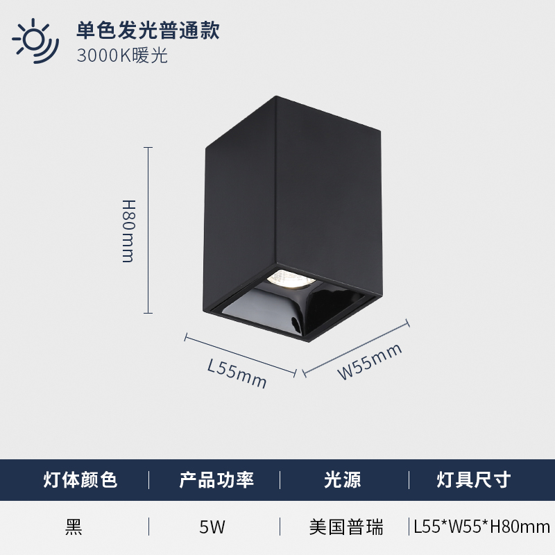 Black W55 * L55 * H80 Warm Lightoriginality led Spotlight ceiling lamp Surface decoration Ceiling Downlight a living room couture cob Spotlight Corridor lamp corridor lamp