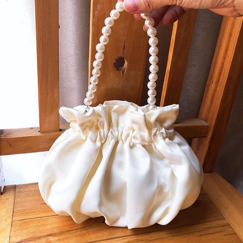 Mini Bucket Bag 2025 New Fashion Pearl Handbag Chinese Style Cheongsam Bag Pleated Style Outing Handbag New Model Mini Bucket Bag 2025 New Fashion Pearl Handbag Chinese Style Cheongsam Bag Pleated Style Outing Handbag New Model