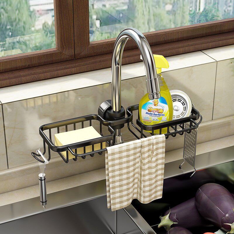 Kitchen Faucets Racks Wash Dishes Wash Vegetable Pool Sink Racks Drain Basket Sponge Brushed Baggy Cloth containing shelf