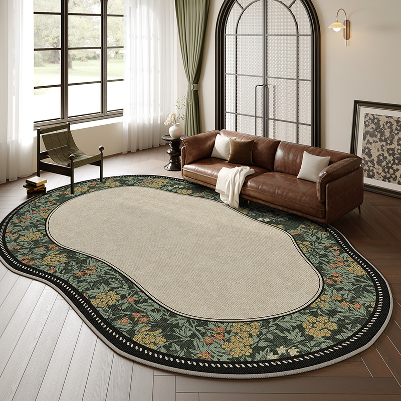 Carpet for Living Room and Bedroom, 2026 New Model, American Style, Irregular Shape, Retro Bedside Round Carpet, Easy Care, French Style Sofa, Asymmetrical Carpet for Living Room and Bedroom, 2026 New Model, American Style, Irregular Shape, Retro Bedside Round Carpet, Easy Care, French Style Sofa, Asymmetrical