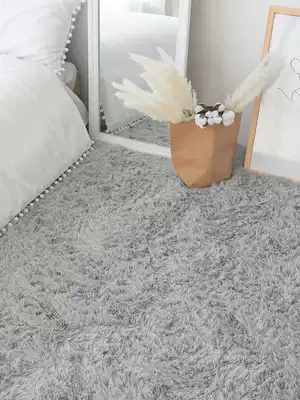 Nordic ins wind bedroom carpet Bay window full bunk bed side blanket bed front thick household girl solid color plush customization