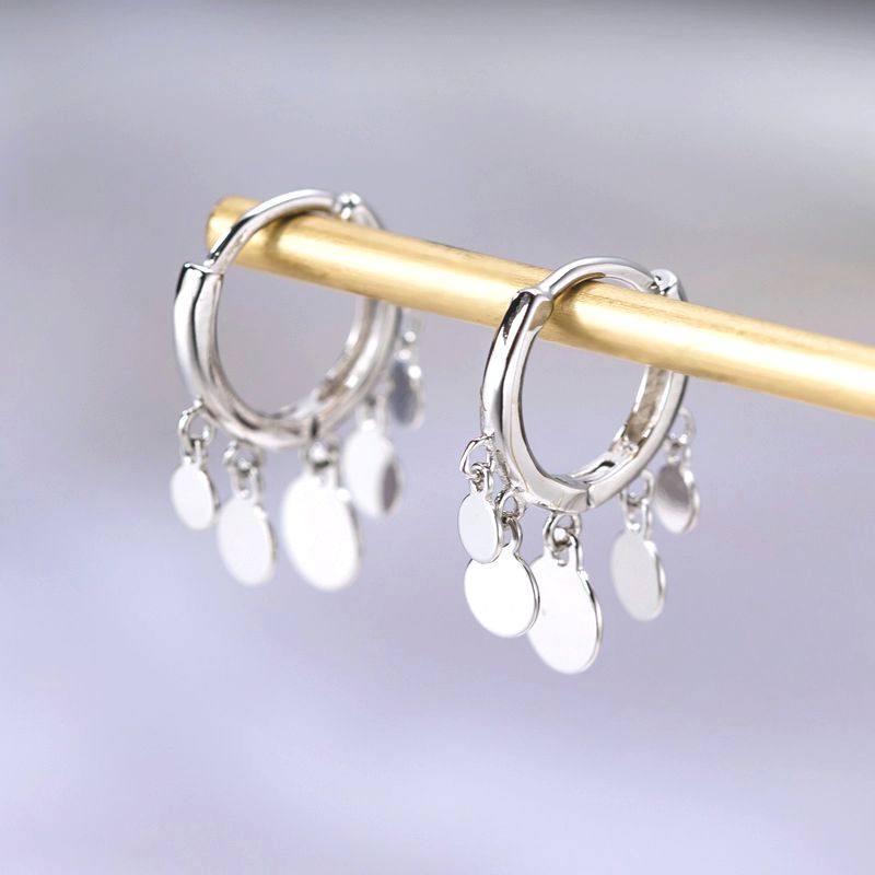 Small round earrings s925 pure silver earbutton fashion light luxury design silver earrings temperament personality stream su button