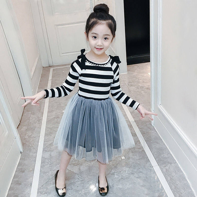 Girls cotton mesh dress 2020 Autumn new children Korean princess dress little girl foreign style puffy dress