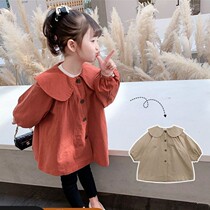 Girls coat spring and autumn 2021 autumn new children Korean windbreaker jacket long Children foreign style children tide