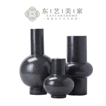 Modern new Chinese style black ceramic flower Hotel club soft decoration decoration Living room entrance TV cabinet vase