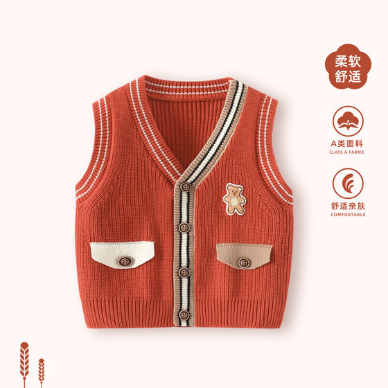 Baby vest spring and summer baby boy knitted vest boy clothes waistcoat children's spring clothing hand-knitted vest