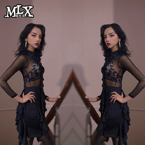  MLX6506 professional national standard dance mesh sexy one-piece skirt spring new Latin dance adult female practice clothes