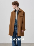 KUYIOU/наложенная форма, многокарманное трехмерное текстурированное пальто на молнии с лацканами, ветровка средней длины для мужчин