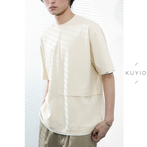 Kuyiou Summer/Ponterting Live Pages сгибание японское городское круглое шея на свободное хлопок тяжелый короткий короткий