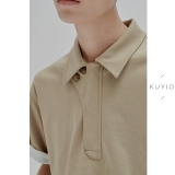 Хлопковая шелковая футболка polo с молнией, на молнии, короткий рукав