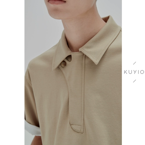 Хлопковая шелковая футболка polo с молнией, на молнии, короткий рукав