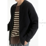 Дизайнерский шерстяной трикотажный мужской свитер с молнией, кардиган, в корейском стиле