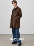 KUYIOU/наложенная форма, многокарманное трехмерное текстурированное пальто на молнии с лацканами, ветровка средней длины для мужчин